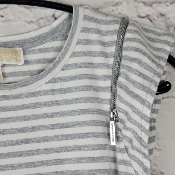 Michael Kors Womens XS Grey Striped Knit‎ Sleeveless Dress Casual wedding Guest - Picture 3 of 5